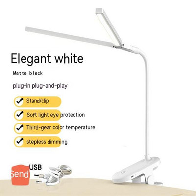 36 V kaasaskantav Led kokkupandav klambriga laualamp Silmade kaitse Kahe otsaga USB-lugemisvalgustid laualamp värelusevaba LED-valgusti