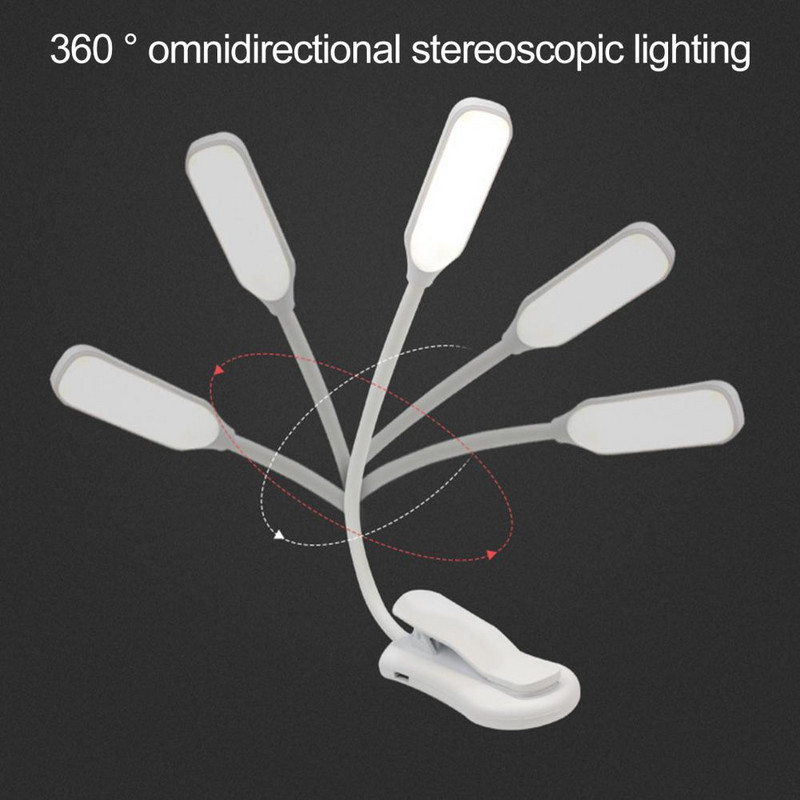 Λάμπα ανάγνωσης Προστασία ματιών Ομοιόμορφος φωτισμός Υψηλής φωτεινότητας Τρεμοπαίγνιο χωρίς ρυθμιζόμενο φωτισμό LED Κλιπ βιβλίου για περιποίηση ματιών Φως LED