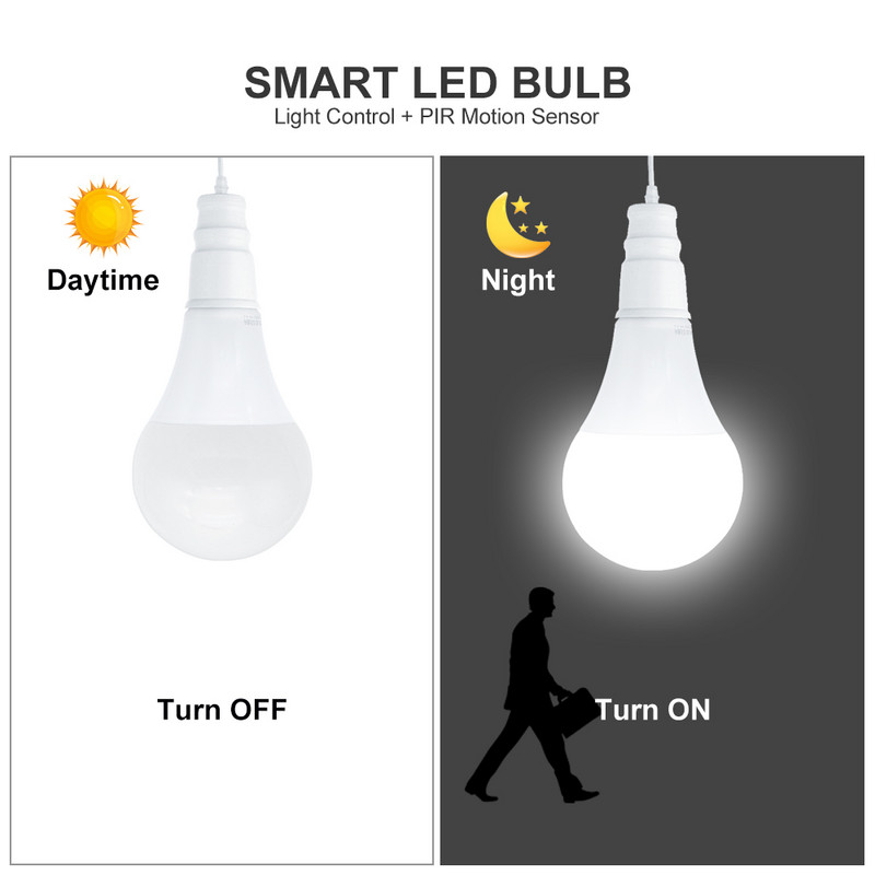 Ampull 5W 7W 9W 12W PIR liikumisanduri LED-pirn E27 220V radarianduri valguslamp 6500K lambid kodutrepi koridori jaoks