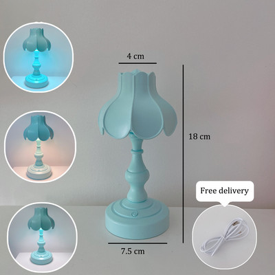 Retro LED galda lampa USB uzlādējama Lotus Mini nakts gaismas Guļamistabas viesistabas dekors Naktsgalda lampas studentu dāvanām