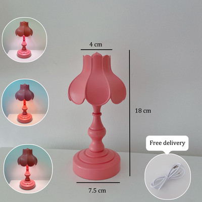 Retro LED galda lampa USB uzlādējama Lotus Mini nakts gaismas Guļamistabas viesistabas dekors Naktsgalda lampas studentu dāvanām
