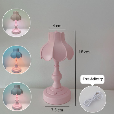 Retro LED galda lampa USB uzlādējama Lotus Mini nakts gaismas Guļamistabas viesistabas dekors Naktsgalda lampas studentu dāvanām