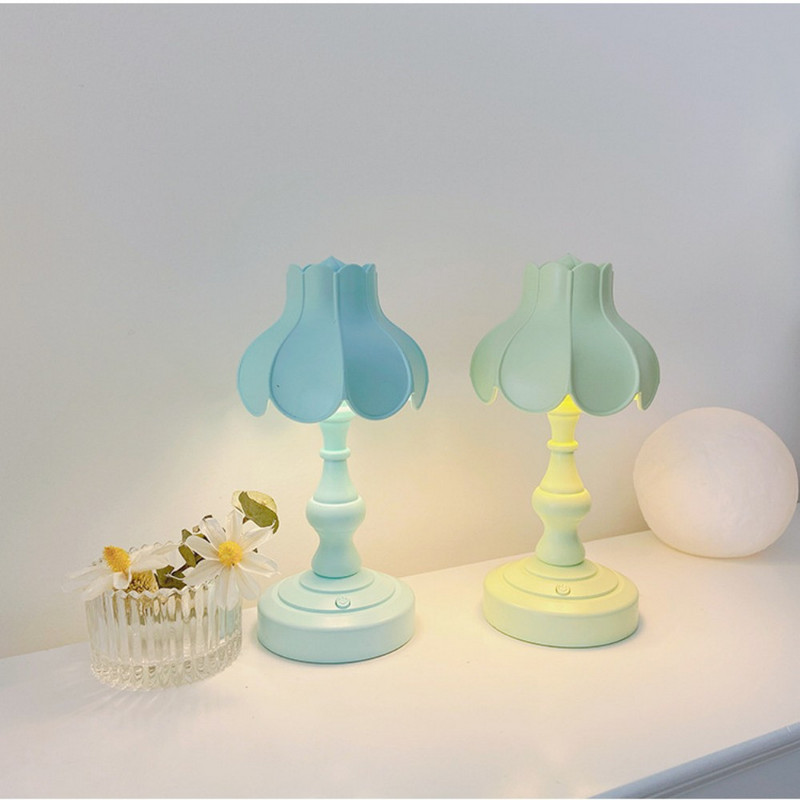 Retro LED galda lampa USB uzlādējama Lotus Mini nakts gaismas Guļamistabas viesistabas dekors Naktsgalda lampas studentu dāvanām
