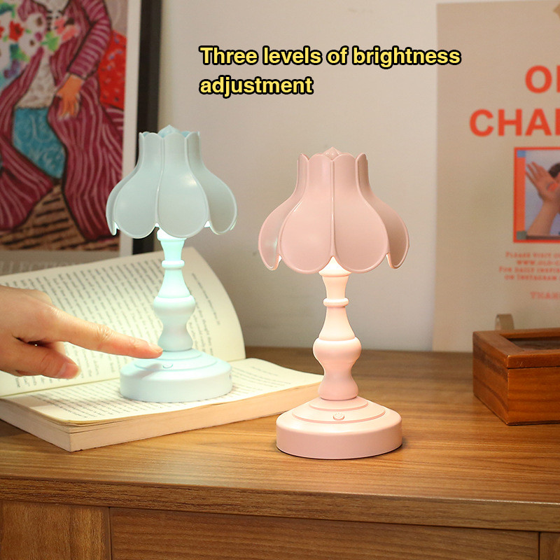 Retro LED galda lampa USB uzlādējama Lotus Mini nakts gaismas Guļamistabas viesistabas dekors Naktsgalda lampas studentu dāvanām