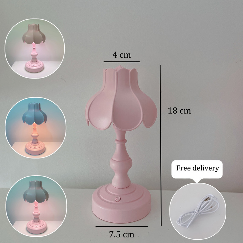 Retro LED galda lampa USB uzlādējama Lotus Mini nakts gaismas Guļamistabas viesistabas dekors Naktsgalda lampas studentu dāvanām