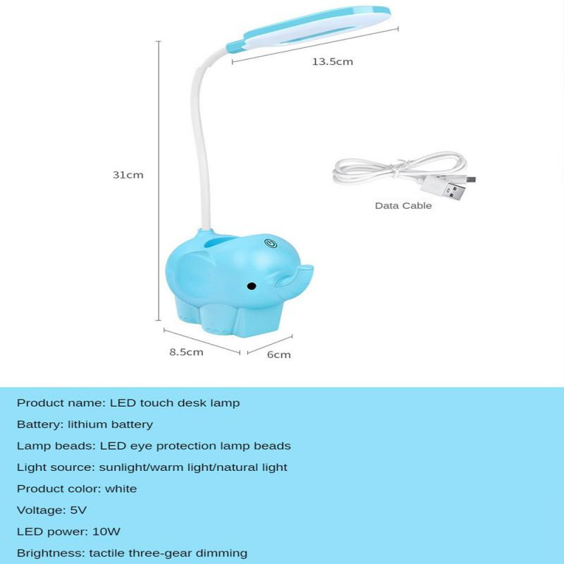 Usb-laadimise õppelaualamp Loominguline reguleeritav laualamp Loomade Led Kodu töölaua sisekujundus Harjapott lugemiseks puutetundlik laualamp