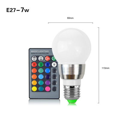 1tk Magic 16 Colors Change RGB hämardatav pirn E27 E14 5W 7W 85-265V LED RGB lavavalgusti lamp + 24klahvi IR kaugjuhtimispuldi valgustus