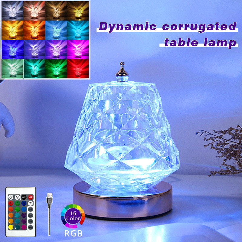 16 värvi Water Ripple dünaamiline projektsioonlamp Romantiline pöörlev ümbritsev laualamp USB öövalgus siseruumide dekoratiivvalgusti