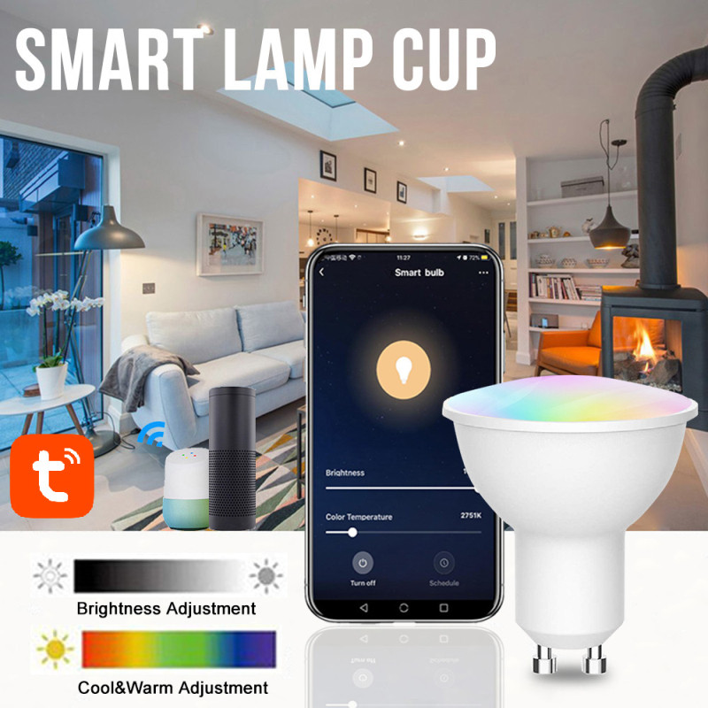 GU10 GU5.3 LED spuldze WiFi viedā spuldze 5W RGB+WW+CW LED lampa Tuya/Smart Life APP vadības laiks Alexa Google Assistant