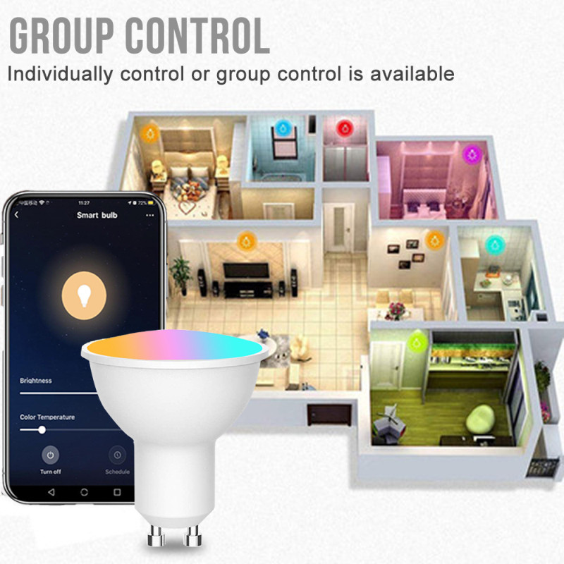 GU10 GU5.3 LED spuldze WiFi viedā spuldze 5W RGB+WW+CW LED lampa Tuya/Smart Life APP vadības laiks Alexa Google Assistant