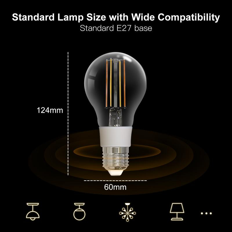 CORUI Tuya WiFi E27 7W nutihõõgniidiga pirn LED valguslamp timmitav valgustus Smart Life Alexa Google Voice Control 2700K-6500K