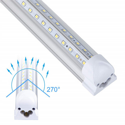 T8 LED izzócsöves lámpa 2FT 20W 2000lm fehér, átlátszó tejes burkolatú kettős V-alakú integrált egycsöves mennyezeti lámpa