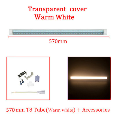 T8 LED izzócsöves lámpa 2FT 20W 2000lm fehér, átlátszó tejes burkolatú kettős V-alakú integrált egycsöves mennyezeti lámpa