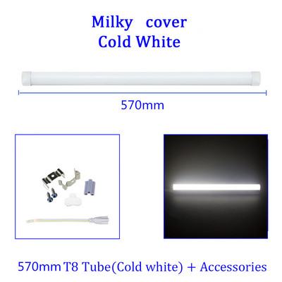 T8 LED izzócsöves lámpa 2FT 20W 2000lm fehér, átlátszó tejes burkolatú kettős V-alakú integrált egycsöves mennyezeti lámpa