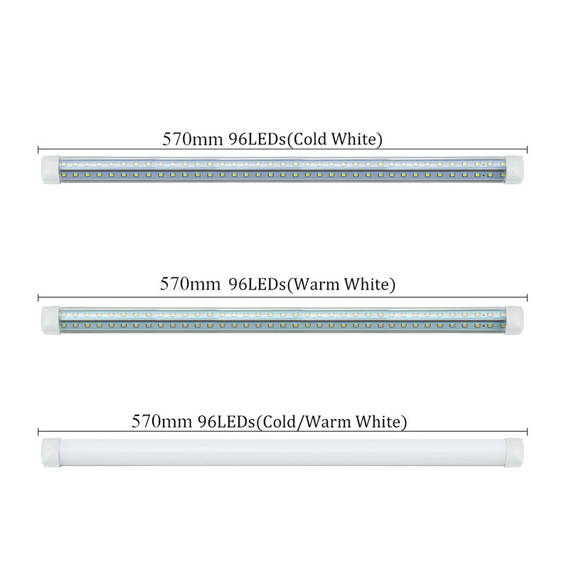 T8 LED izzócsöves lámpa 2FT 20W 2000lm fehér, átlátszó tejes burkolatú kettős V-alakú integrált egycsöves mennyezeti lámpa