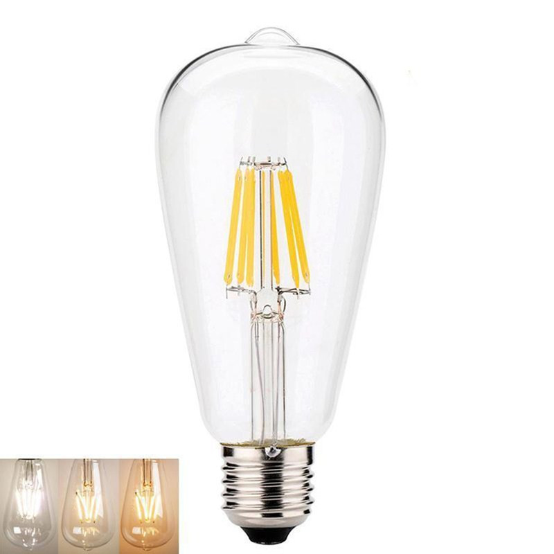 Edison Led Izzó ST64 E27/E14 vintage izzó 220V 2W 4W 6W 8W 12W Átlátszó üveg Izzó energiatakarékos biztonsági izzó ST64