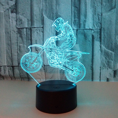 Motocikla viegla izjāde ar Vision stereo Led galda lampu Gradual Touch tālvadības pults Vision 3D galda lampa