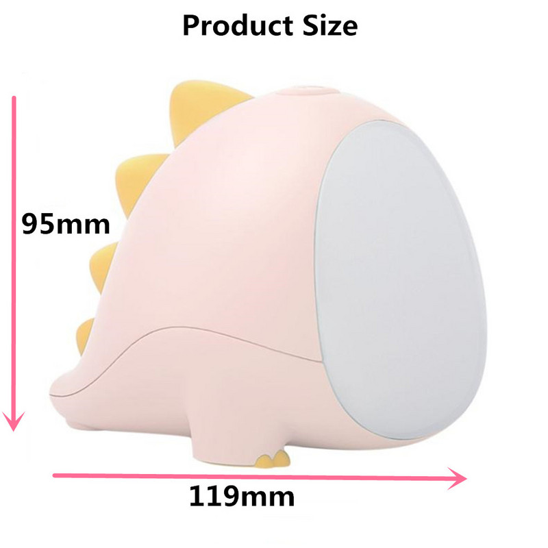 USB újratölthető LED kis dinoszaurusz éjszakai fény kreatív rajzfilm időzítő asztali lámpa hálószoba éjjeli dekoráció gyerekjáték