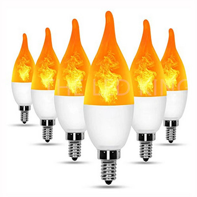E14 E27 LED-es láng lámpák Dinamikus lánghatású izzók AC110V 220V Kreatív villogó lángos gyertyalámpák otthoni dekorációhoz