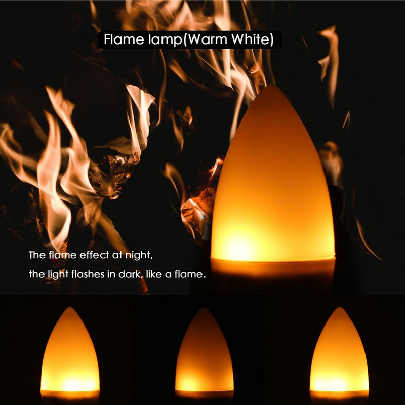 Bec cu lumânare LED E27 E14 E12 led Flame light Iluminare RGB Bombillas 3W 110V 220V Crăciun Creativ Foc Lumini Lamparas