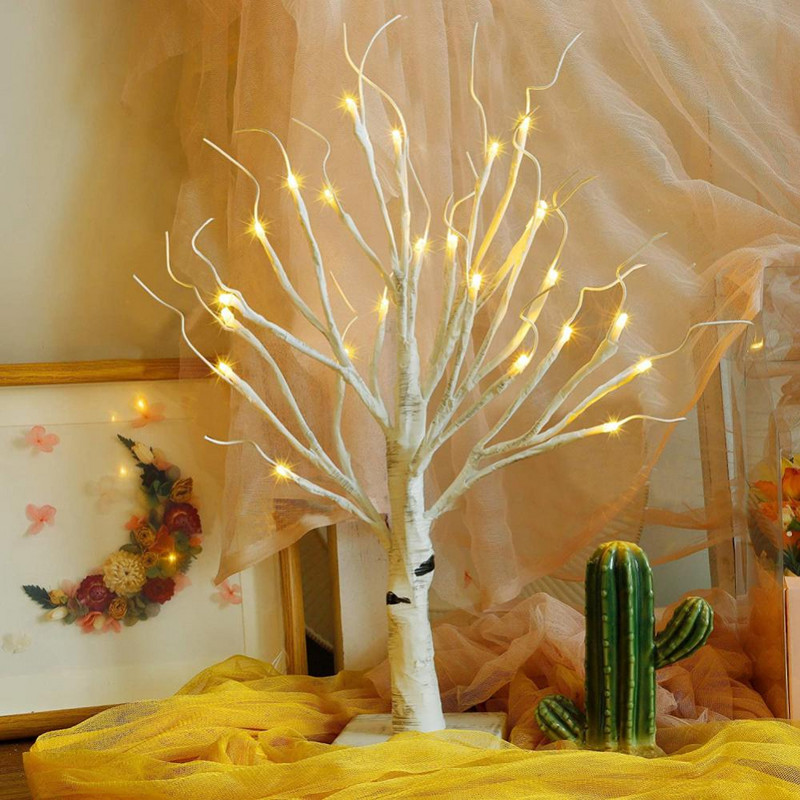 Lumină de noapte cu LED Mini brad de Crăciun Ghirlandă din sârmă de cupru Lampă pentru decorare pentru dormitor acasă pentru copii Lumină zână Iluminat de vacanță