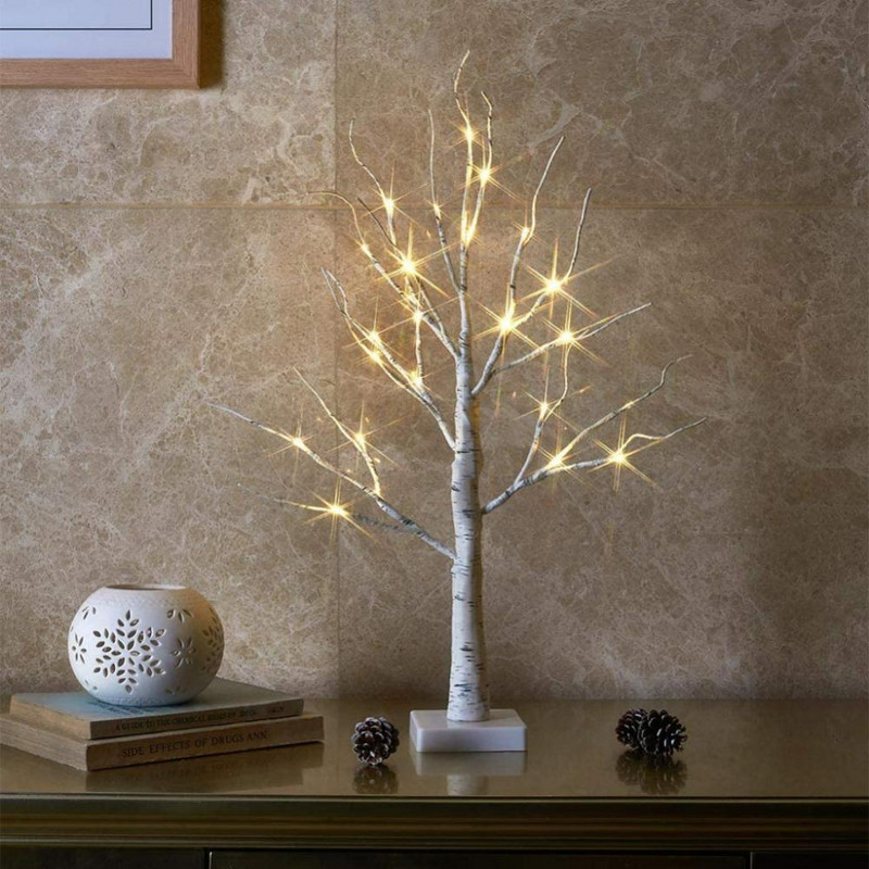 Lumină de noapte cu LED Mini brad de Crăciun Ghirlandă din sârmă de cupru Lampă pentru decorare pentru dormitor acasă pentru copii Lumină zână Iluminat de vacanță