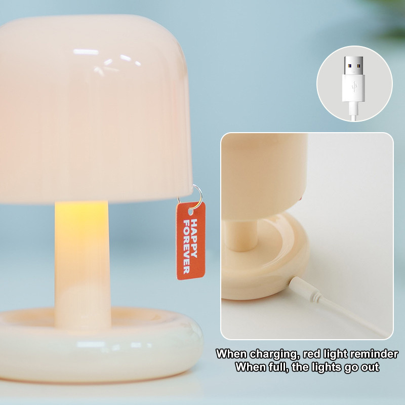 Mini lampă cu ciuperci Nordic, simplu, lumină de noapte, lampă de masă, apus de soare, gradient, lumină apus de soare, roșu, apus de soare, iluminare cu LED, comutator tactil