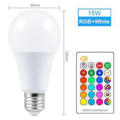 Lampă LED RGB colorată E27 5W RGB 10W 15W RGBW RGBW Lumină AC85-265V Lampara 16 culori Telecomandă Bombillas Led Decorare