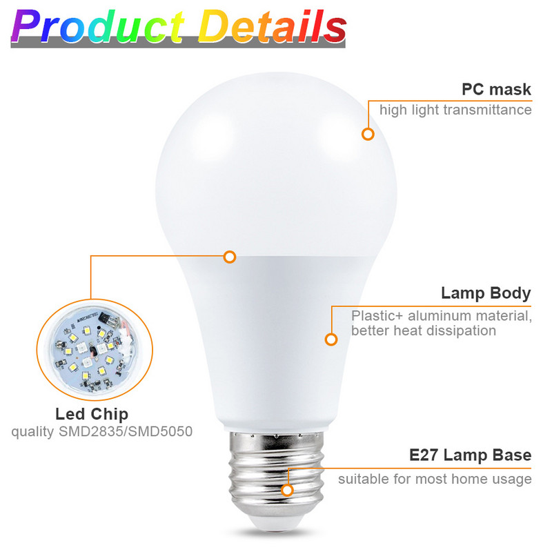 Lampă LED RGB colorată E27 5W RGB 10W 15W RGBW RGBW Lumină AC85-265V Lampara 16 culori Telecomandă Bombillas Led Decorare