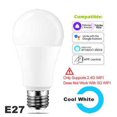 Bec inteligent 15W E27 B22 RGB WiFi LED Lampă magică de vacanță Lumină reglabilă AC 110V 220V Yandex Alice Alexa Google Home Control vocal