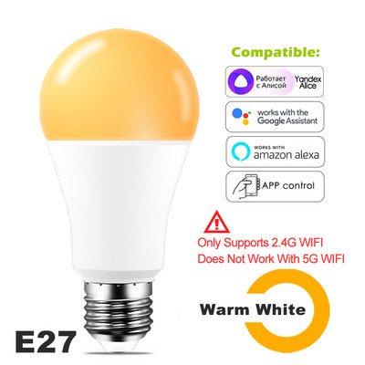 Bec inteligent 15W E27 B22 RGB WiFi LED Lampă magică de vacanță Lumină reglabilă AC 110V 220V Yandex Alice Alexa Google Home Control vocal