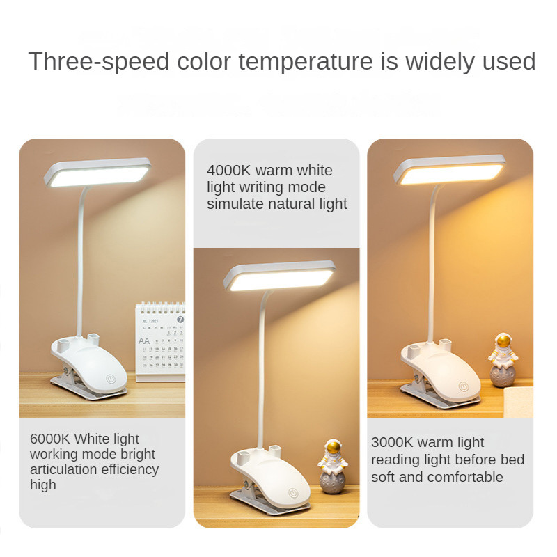 USB įkraunama stalinė lempa su segtuku, lova skaitymo knyga Naktinis apšvietimas LED stalinis apšvietimas 3 režimai Jutiklinis pritemdymas akių apsaugos stalinė lempa