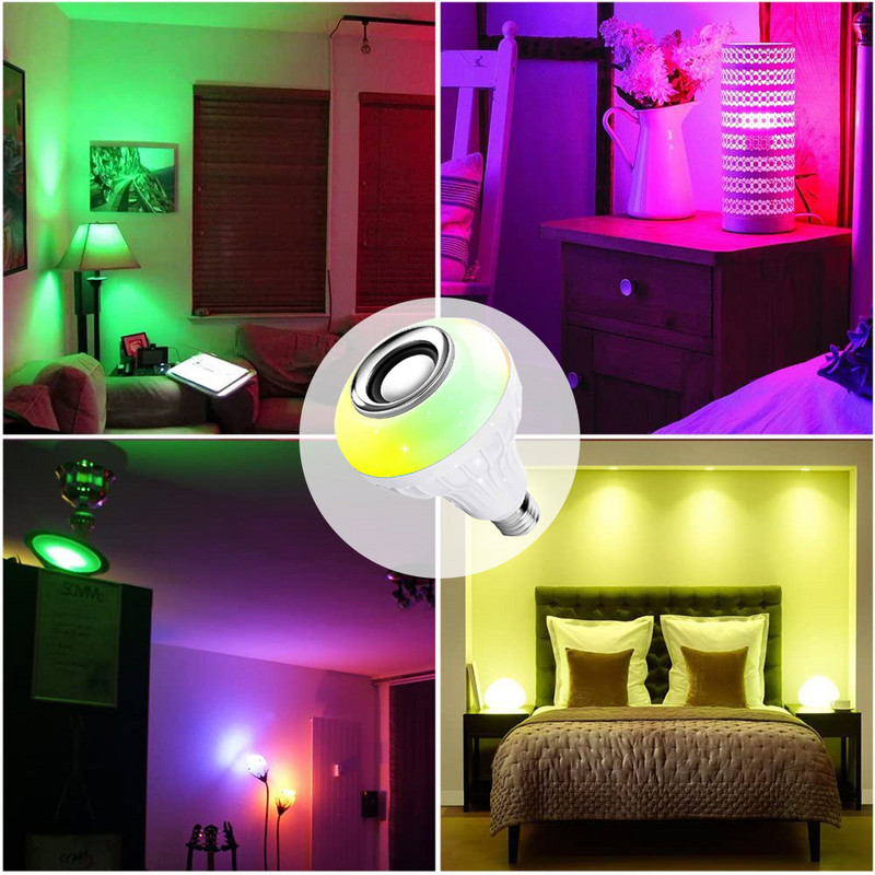 Bec inteligent Lampă Bluetooth Bec LED E27 Difuzor Bluetooth Bec pentru muzică Lampă inteligentă Aplicație reglabilă 12W Muzică RGB Decor Casa inteligentă