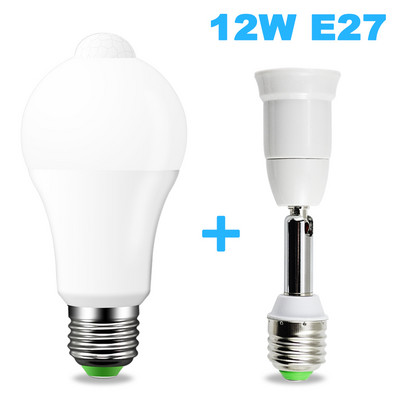 Αισθητήρας κίνησης PIR Φωτισμός νύχτας για υπνοδωμάτιο 12W LED λαμπτήρας E27 Λαμπτήρας αμπούλας Auto On/Off 110V 220V Ανθρώπινος υπέρυθρος αισθητήρας Dusk to Dawn