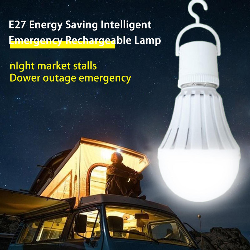 E27 Led лампи с кука Бяла аварийна крушка Акумулаторни светодиоди за дома Фабрика Коридор Сутерен Гараж Дом 5/7/9/12w