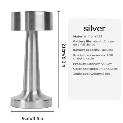 Retro galda lampa Metāla LED uzlāde Touch Switch Galda lampa bāram Kafijas galda lampa Restorāna apdare Aptumšojoša nakts gaisma