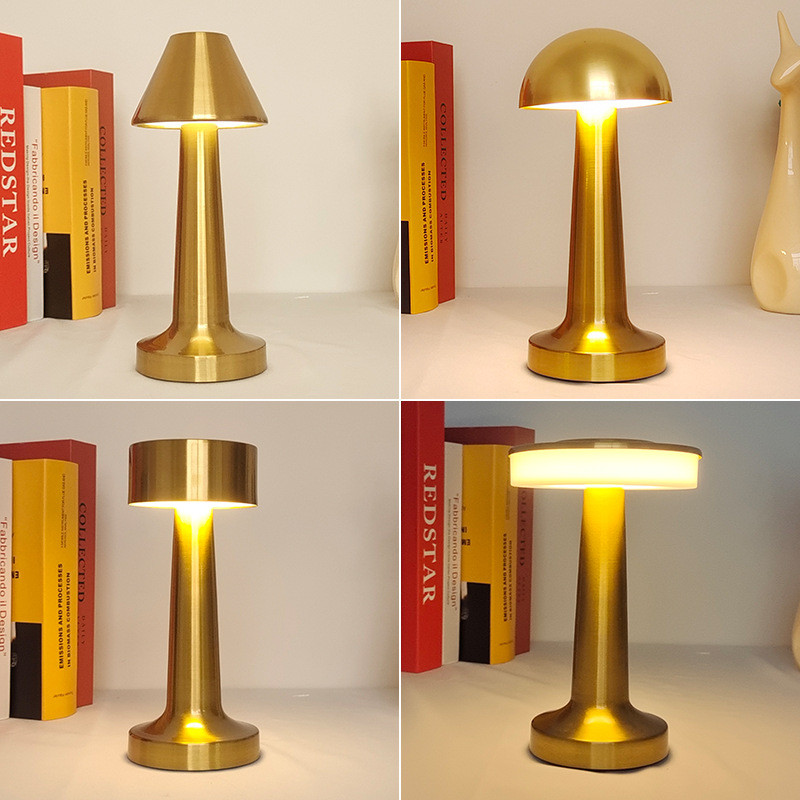 Lampă de masă metalică retro Decorație tactilă pentru bar cafea Lumină de masă fără fir LED, lumini de noapte reîncărcabile, lampă de birou pentru dormitor