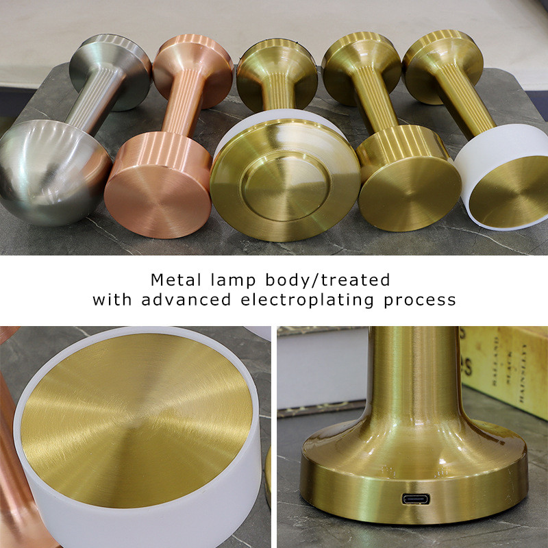 Lampă de masă metalică retro Decorație tactilă pentru bar cafea Lumină de masă fără fir LED, lumini de noapte reîncărcabile, lampă de birou pentru dormitor