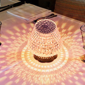Lampă de masă LED cu cristal proiector 3/16 culori atingere/telecomandă reglabilă atmosferă cu diamant Lumină USB romantică de noapte