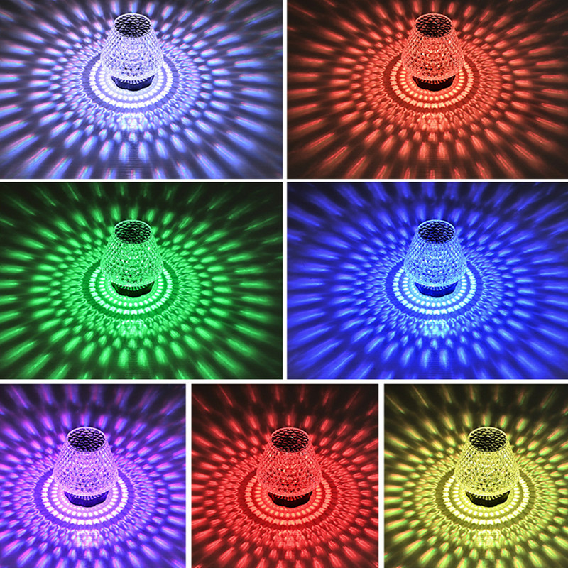 Lampă de masă LED cu cristal proiector 3/16 culori atingere/telecomandă reglabilă atmosferă cu diamant Lumină USB romantică de noapte