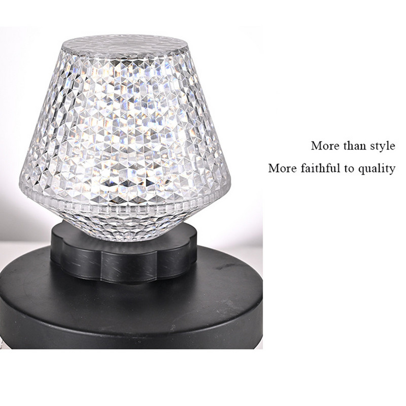 Lampă de masă LED cu cristal proiector 3/16 culori atingere/telecomandă reglabilă atmosferă cu diamant Lumină USB romantică de noapte