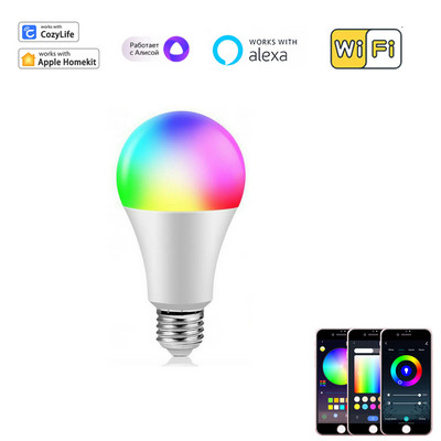 HomeKit Smart LED Lights spuldze 9W E27 WiFi RGB+CW aptumšojama krāsaina lampa Cozylife APP vadība darbojas ar Alice Alexa Google Siri