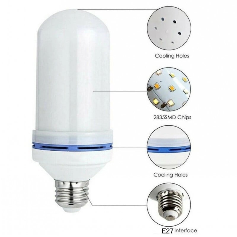 2023 Efect de flacără E27 Bec LED Foc pâlpâitor Lampă de perete cu LED pentru petrecere, grădină, curte, lumini decor de Crăciun, fiolă de 9 W