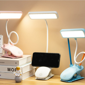 Държач за писалка с клипс Настолна лампа USB акумулаторна нощна лампа за спалня LED настолни лампи Учебна лампа за четене Лампа за книги Lampara