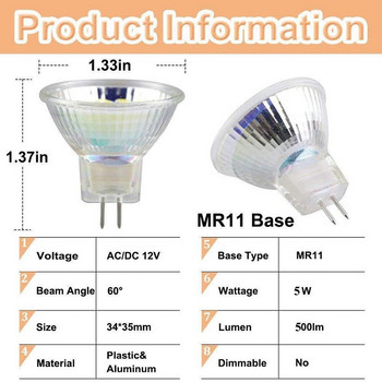Λαμπτήρες LED MR11 λαμπτήρας προβολέα GU4 Λαμπτήρες LED 5 W 18 λαμπτήρες LED 20 W 30 W λαμπτήρες αλογόνου Λαμπτήρας LED 12V DC / AC για οικιακό φωτισμό