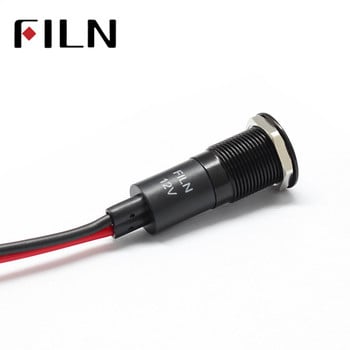 Αδιάβροχη λάμπα 14mm FILN 12V LED Φώτα σήματος αυτοκινήτου Όργανο πιλότος ανοιχτό κόκκινο μπλε ενδεικτική λυχνία με σύρμα