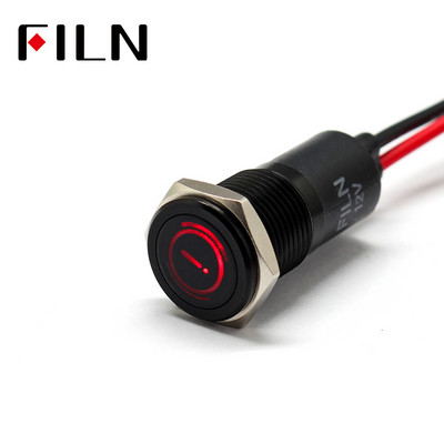 14 mm vandeniui atspari lempa FILN 12V LED automobilio signaliniai žibintai prietaiso kontrolinė lemputė raudona mėlyna indikatoriaus lemputė su viela