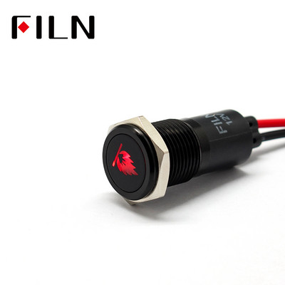 14 mm vandeniui atspari lempa FILN 12V LED automobilio signaliniai žibintai prietaiso kontrolinė lemputė raudona mėlyna indikatoriaus lemputė su viela