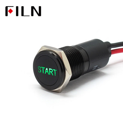 14 mm vandeniui atspari lempa FILN 12V LED automobilio signaliniai žibintai prietaiso kontrolinė lemputė raudona mėlyna indikatoriaus lemputė su viela