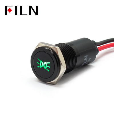 Αδιάβροχη λάμπα 14mm FILN 12V LED Φώτα σήματος αυτοκινήτου Όργανο πιλότος ανοιχτό κόκκινο μπλε ενδεικτική λυχνία με σύρμα